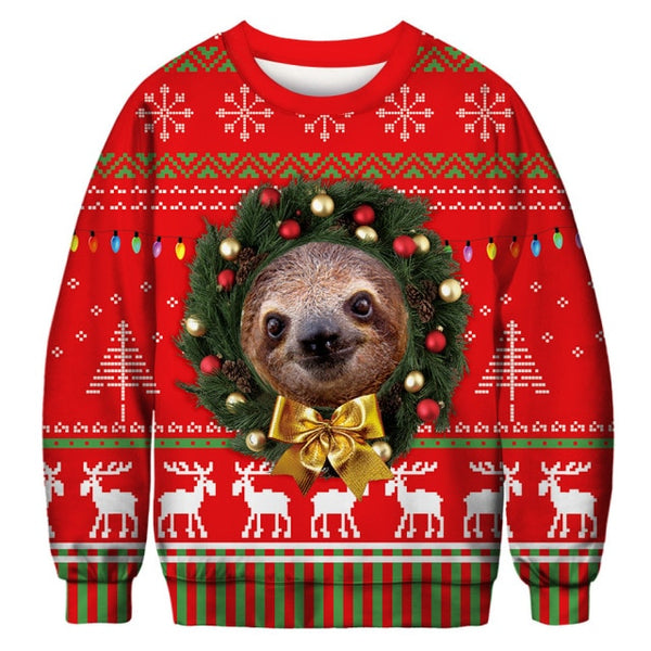 brindle dog ugly christmas sweater Ugly Christmas Sweater with 3D Dog Prints