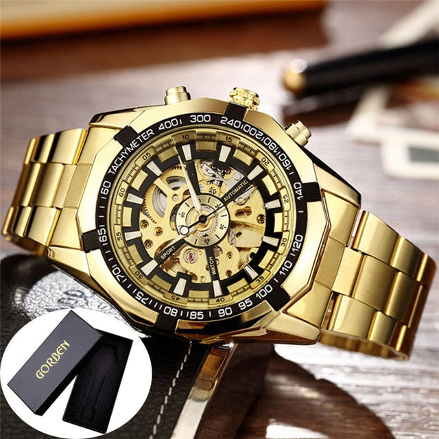 Skeleton Sports Mechanical Wrist Watches