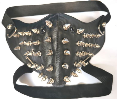 Rivet Black PU Leather Mask