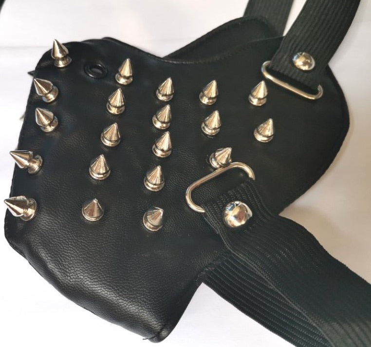 Rivet Black PU Leather Mask