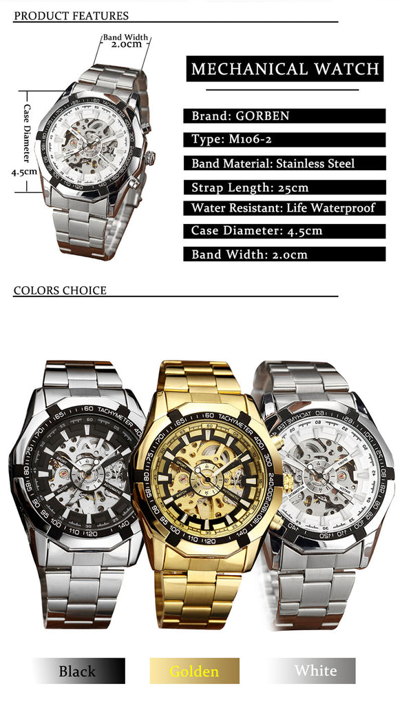 Skeleton Sports Mechanical Wrist Watches