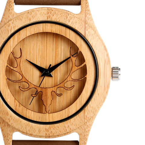 Elk Deer Head Bamboo Watch