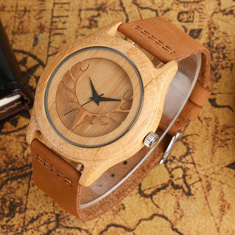 Elk Deer Head Bamboo Watch