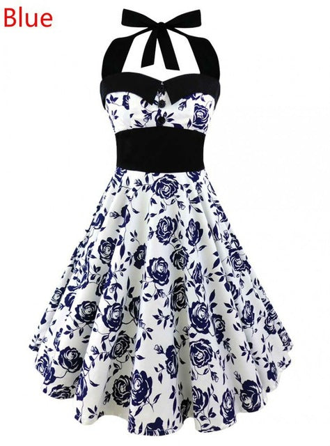 Vintage Style Skull Halter Dress