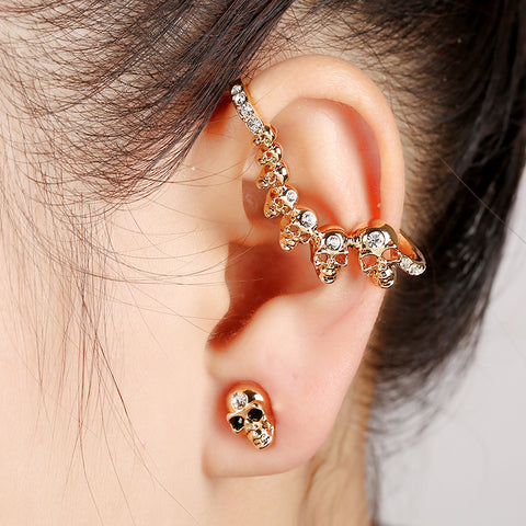 Skull Double Side Cuff Earrings