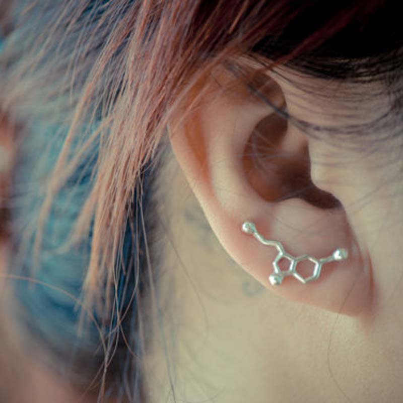 Serotonin Molecule Ear Stud