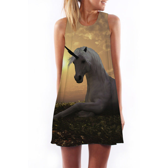 Unicorn Printed Sleeveless Dress