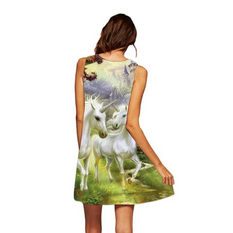 Unicorn Printed Sleeveless Dress