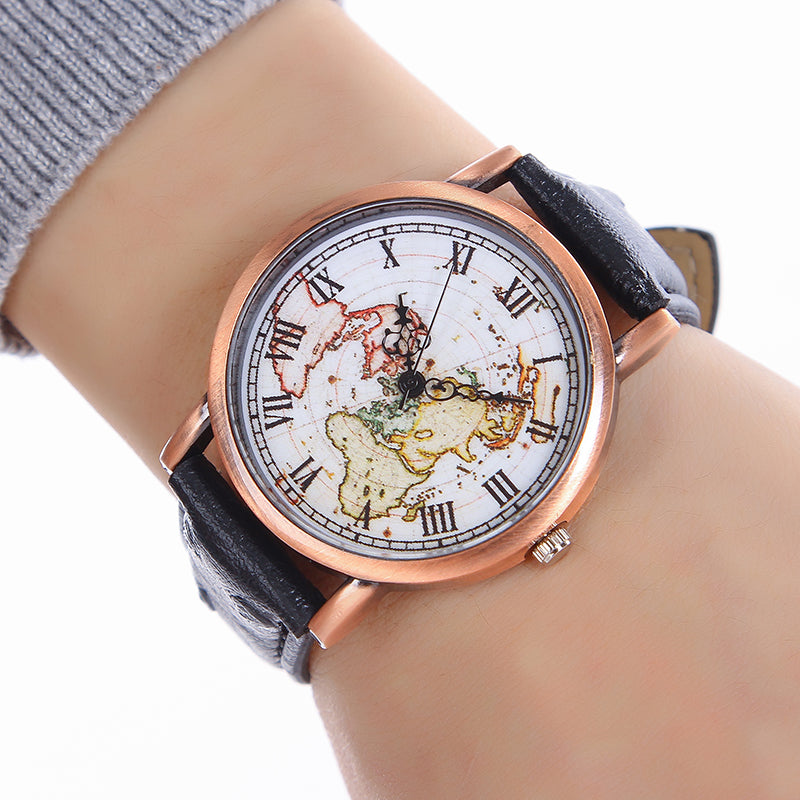 World Map Casual Wristwatch for Ladies