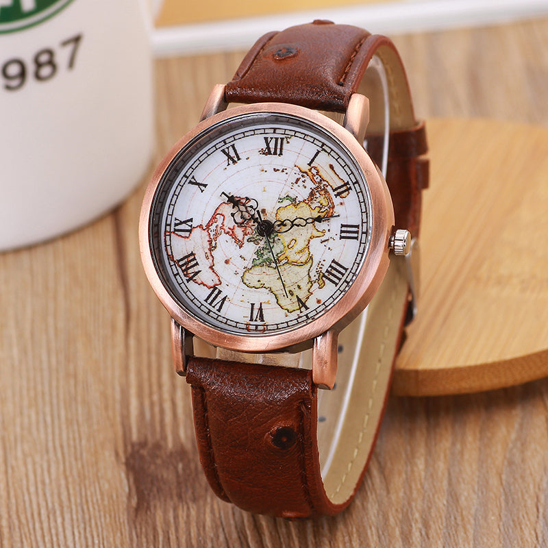World Map Casual Wristwatch for Ladies