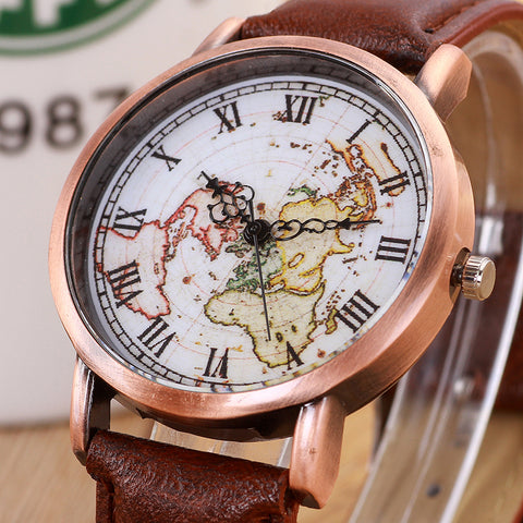 World Map Casual Wristwatch for Ladies