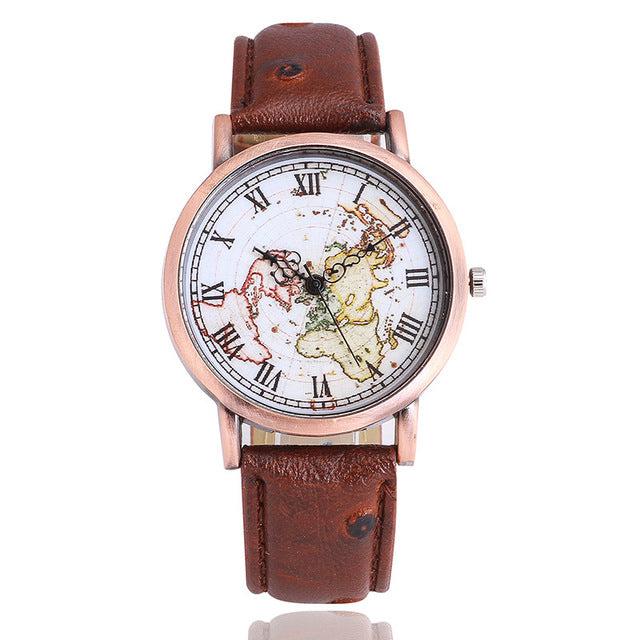 World Map Casual Wristwatch for Ladies
