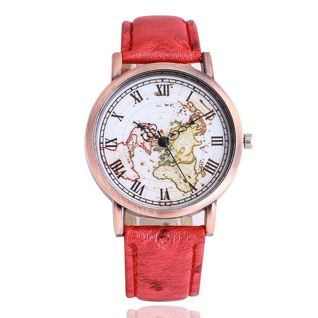 World Map Casual Wristwatch for Ladies