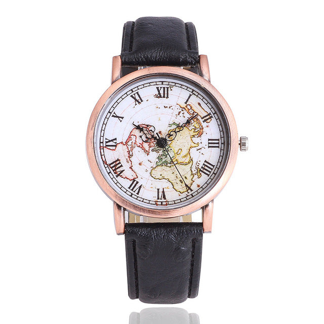 World Map Casual Wristwatch for Ladies