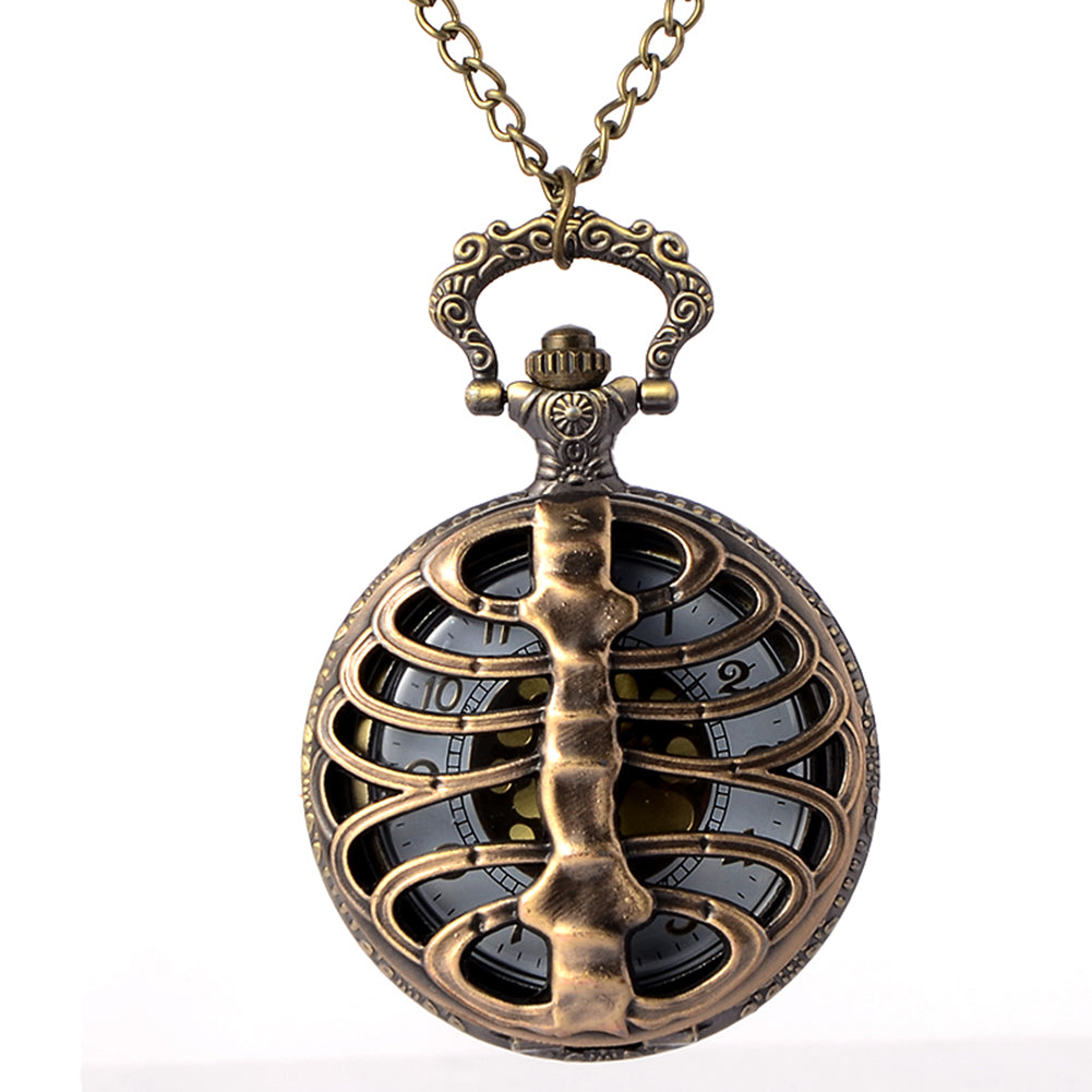 Spine Ribs Hollow Quartz Pocket Watch