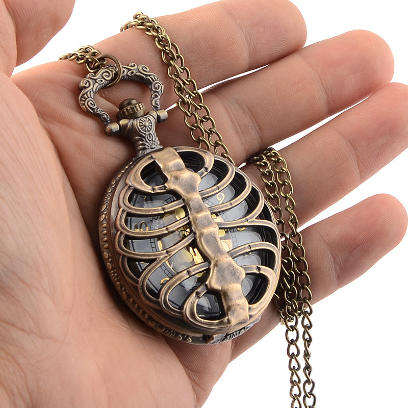 Spine Ribs Hollow Quartz Pocket Watch