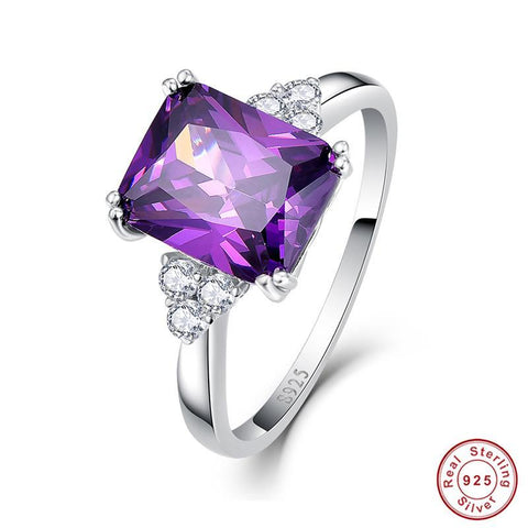 Feb Amethyst Square Rings for Ladies