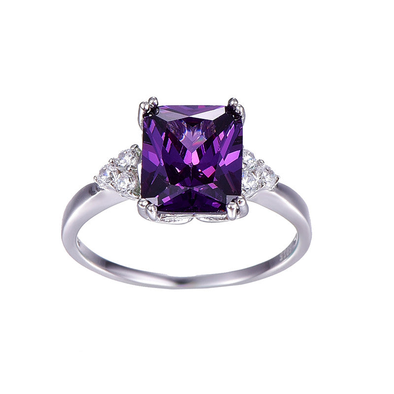 Feb Amethyst Square Rings for Ladies