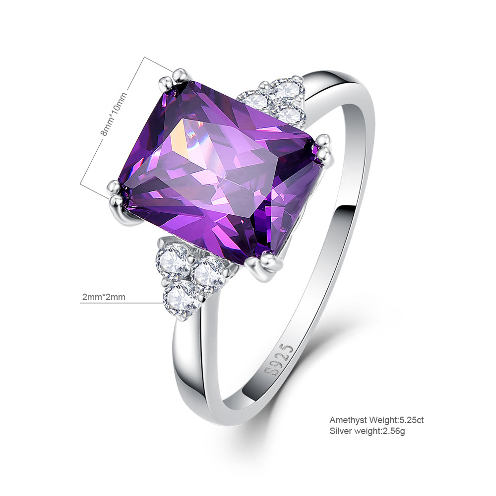 Feb Amethyst Square Rings for Ladies