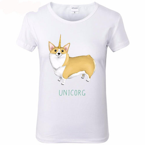 Unicorn and Corgi White Tops