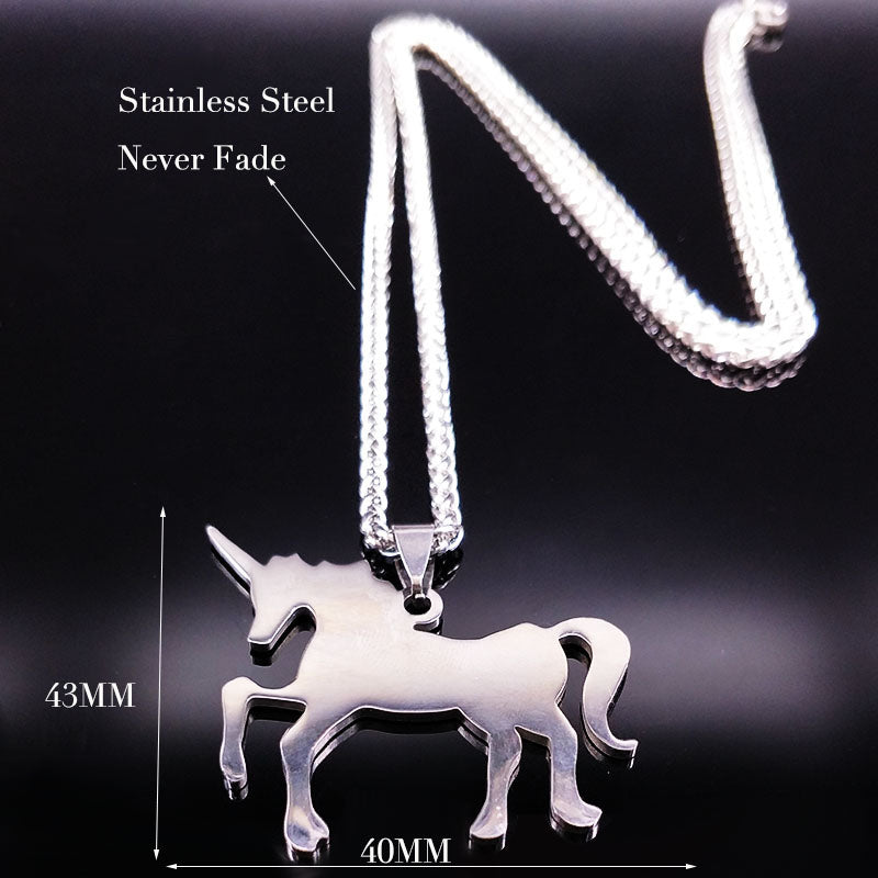 Unicorn Stainless Steel Silver Necklace