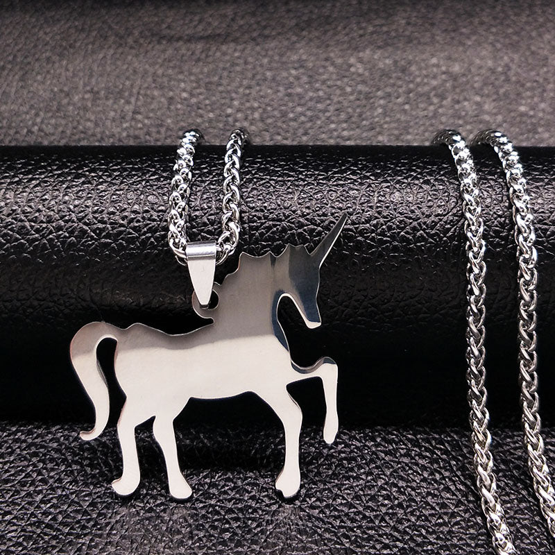 Unicorn Stainless Steel Silver Necklace