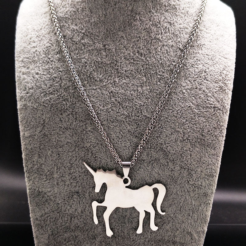 Unicorn Stainless Steel Silver Necklace