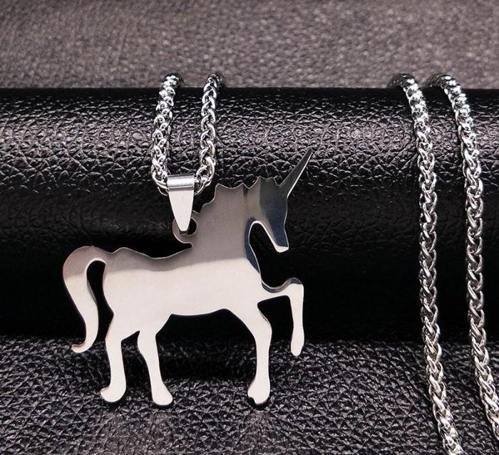 Unicorn Stainless Steel Silver Necklace