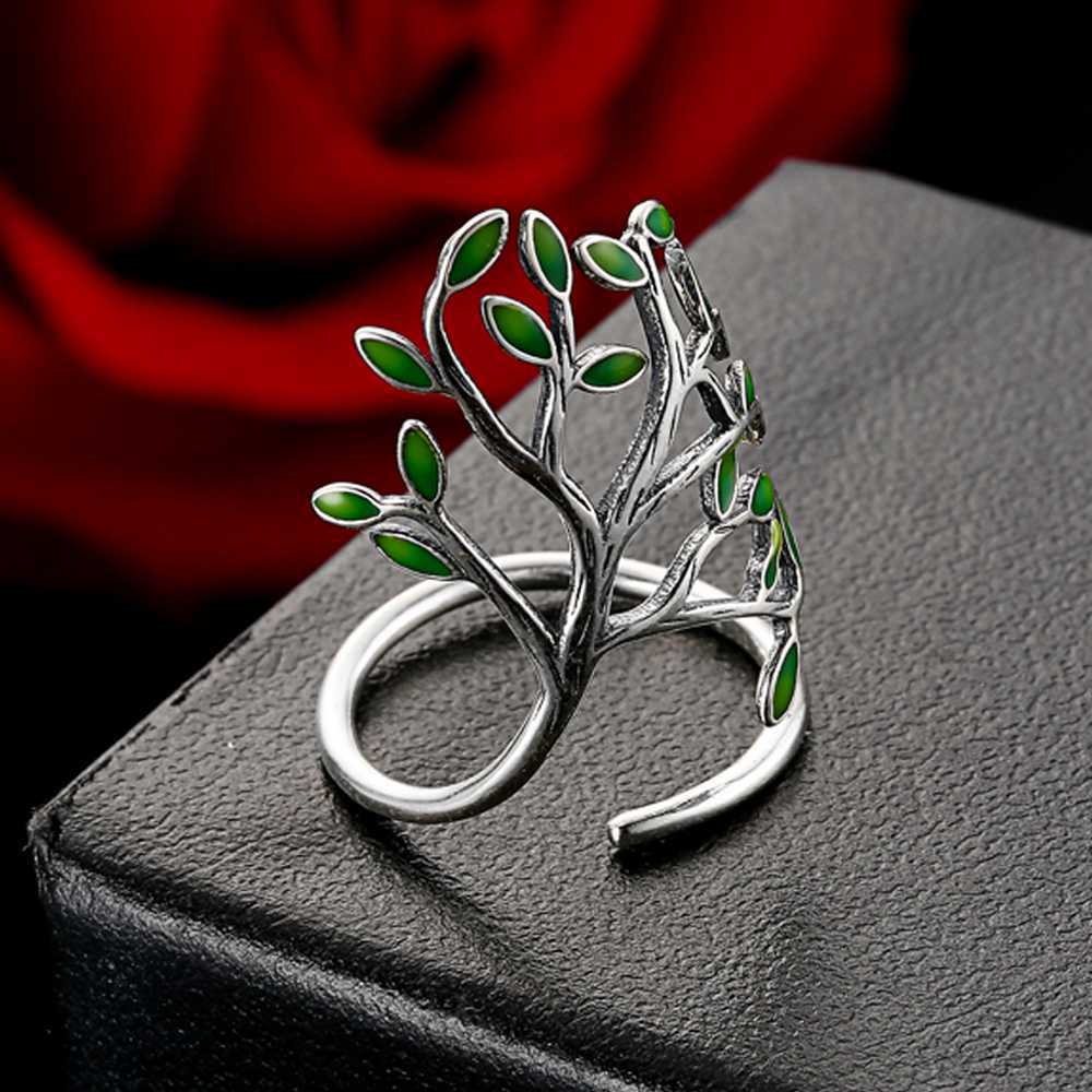Glaze Leaves Open Rings For Women
