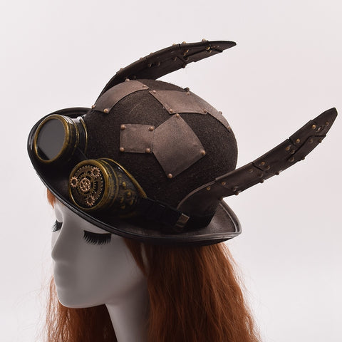 steampunk retro head wear with rabbit ears and goggles