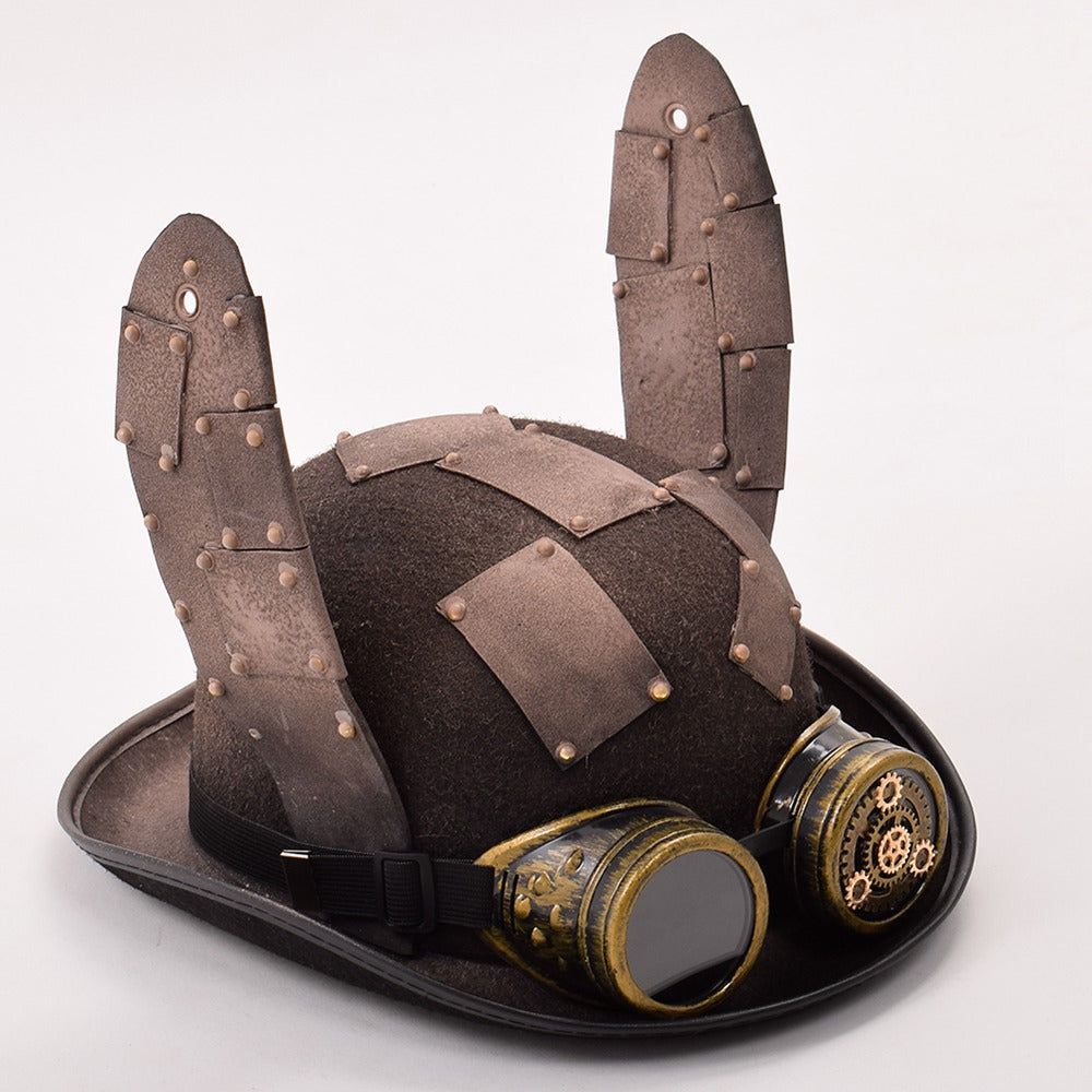 steampunk retro head wear with rabbit ears and goggles