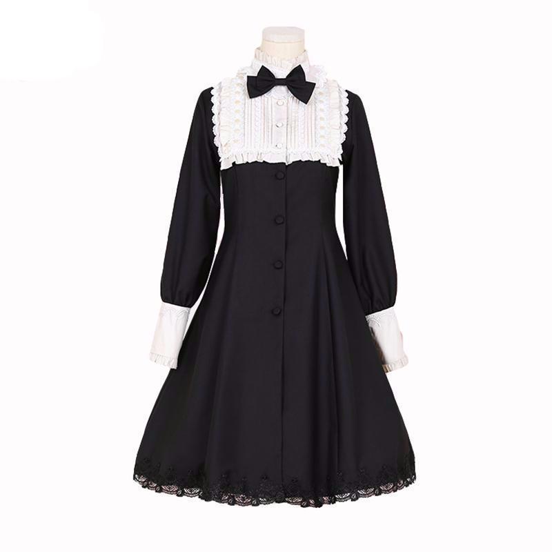 Lolita Black White Vintage Gothic Style Dress Lolita Black White Vintage Gothic Style Dress