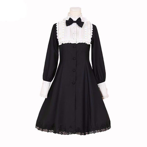 Lolita Black White Vintage Gothic Style Dress