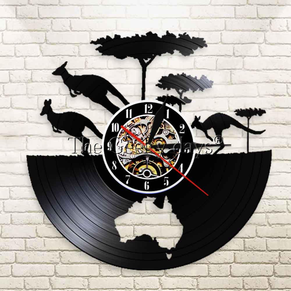 Kangaroo Gramophone Record Clocks Australia Map