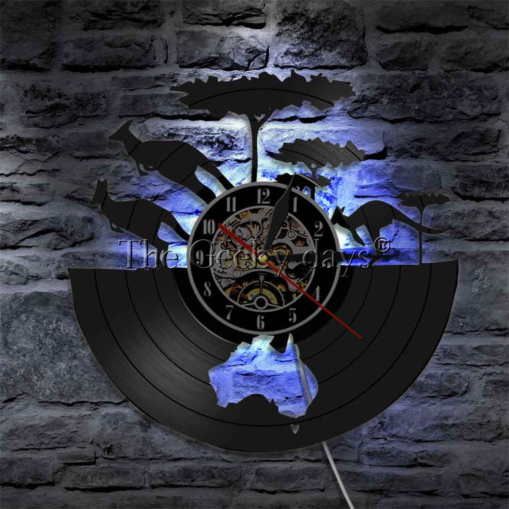 Kangaroo Gramophone Record Clocks Australia Map