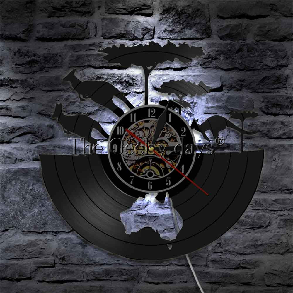 Kangaroo Gramophone Record Clocks Australia Map