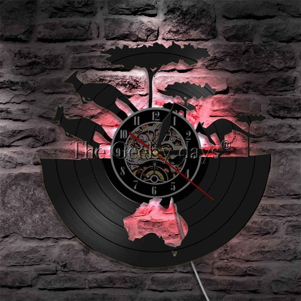 Kangaroo Gramophone Record Clocks Australia Map