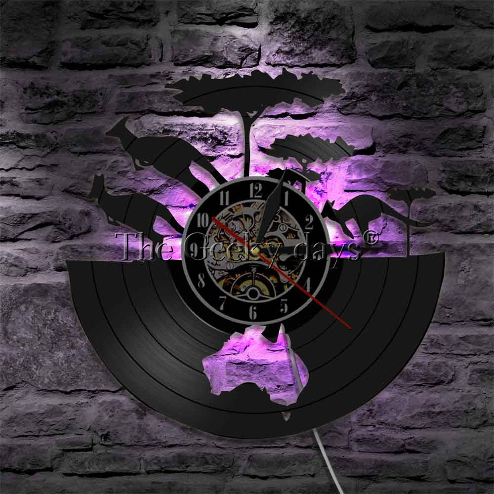 Kangaroo Gramophone Record Clocks Australia Map