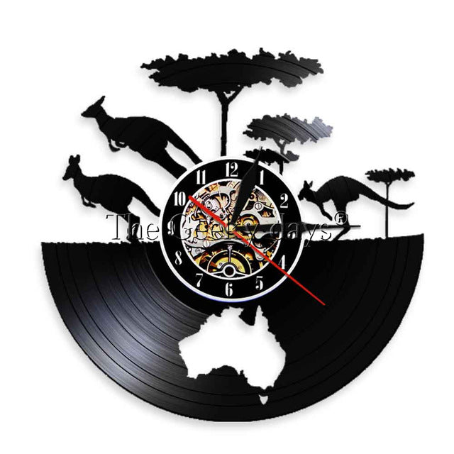 Kangaroo Gramophone Record Clocks Australia Map