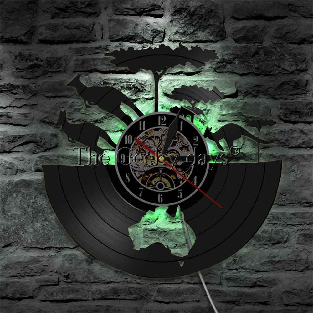 Kangaroo Gramophone Record Clocks Australia Map