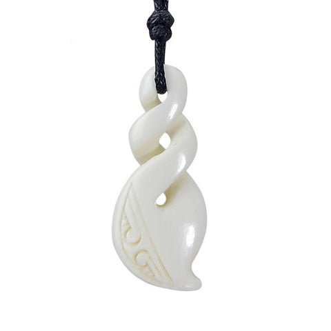 New Zealand Maori Handmade Carved Bone Infinity Necklace