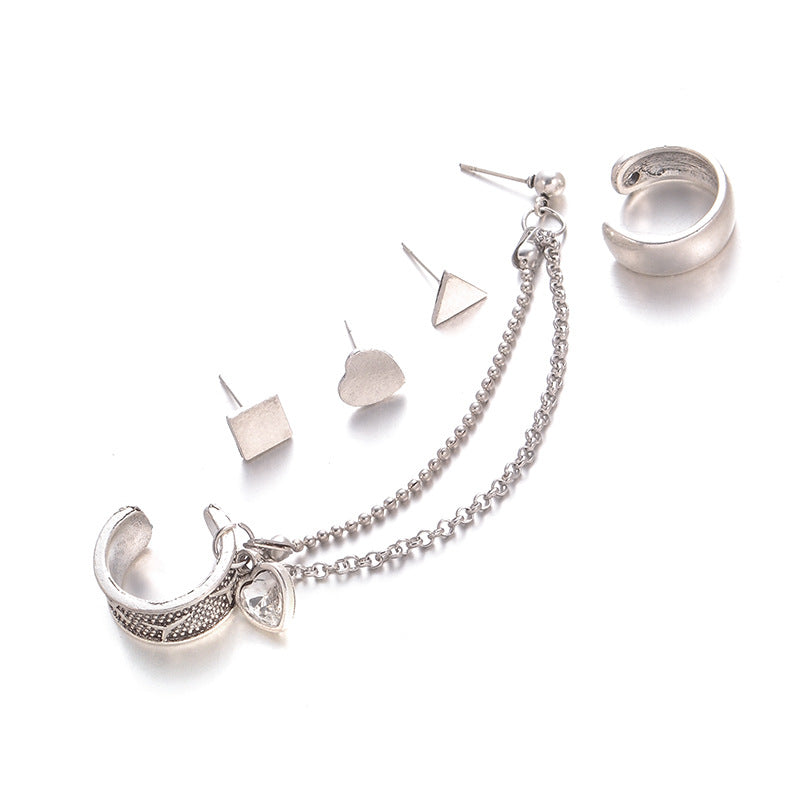 Steampunk Silver Color Stud Earring Set