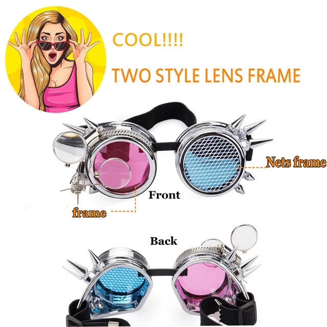 Punk Gothic Goggles with rainbow lens
